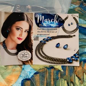 Necklace & Earrings with royal blue stones